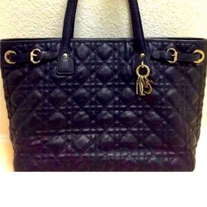 Authentic Black Christian Dior PANAREA Handbag Canvas Leather.